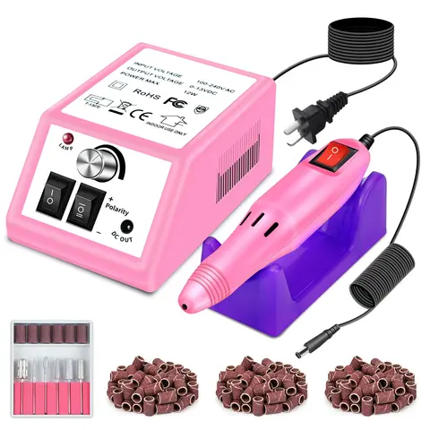 LAVAED 2000 Classic Edition Pink Plug-In Beginner Nail Drill - 20,000 rpm, Adjustable Speed, 6 Premium Metal Drill Bits, Basics for At Home Manicure, Shaping & Carving Nails, Fast Gel & Acrylic Removal Tool