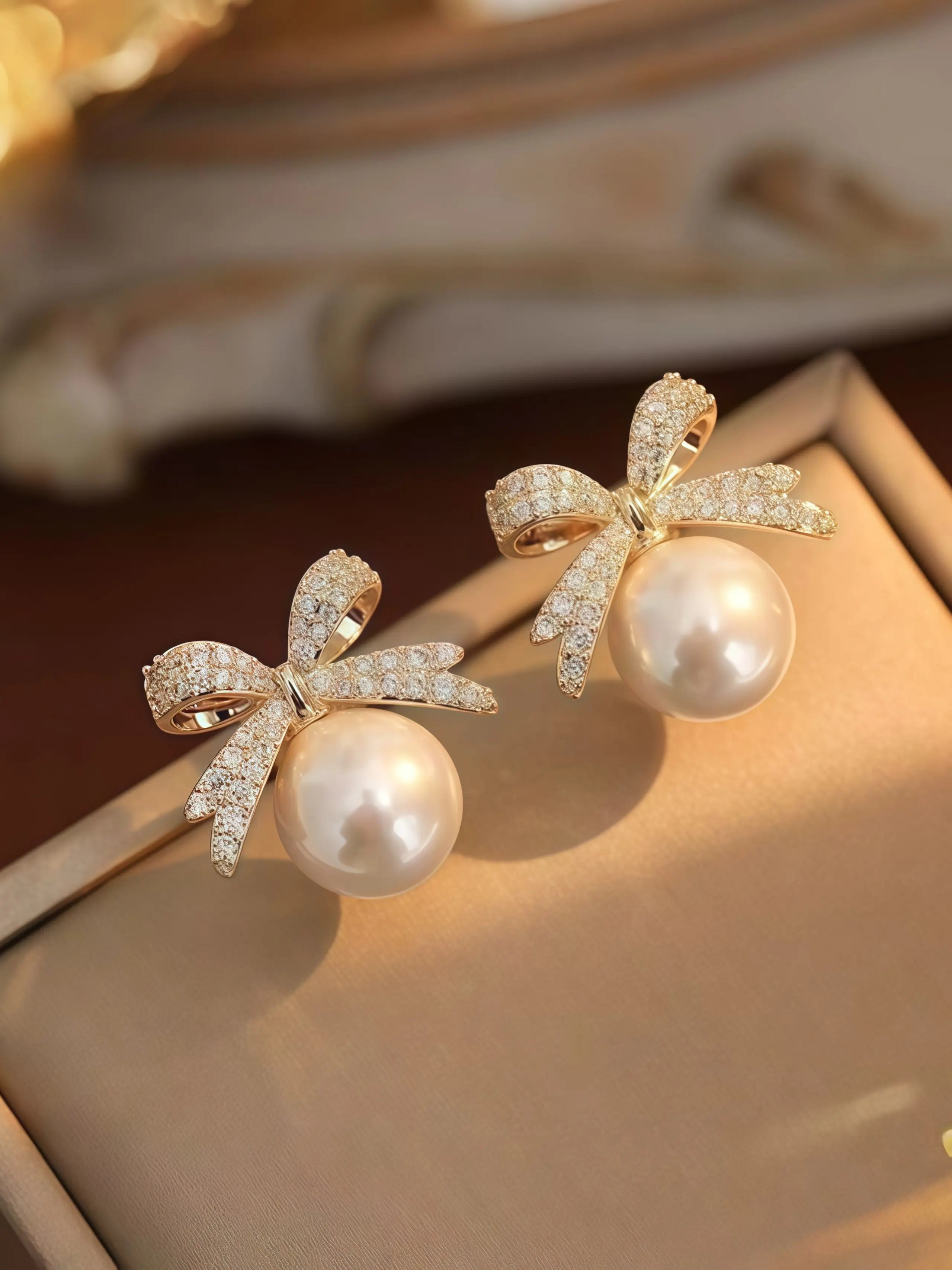 Elegant Bow Earrings with Faux Pearls and Rhinestones, Cute Design, Perfect Valentine's Day Gift for Her, Butterfly Earrings, Jewelry Accessories, Fashion Earrings, Fashionable Earrings, Valentines Day Jewelry, Fashion Jewelry Party