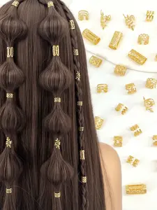 Gold Hair Accessories, Loc Jewelry for Braids, Women's Hair Jewelry, Metal Hair Ring Cuff for Dreadlocks Accessories, Hair Braid Beads Decoration