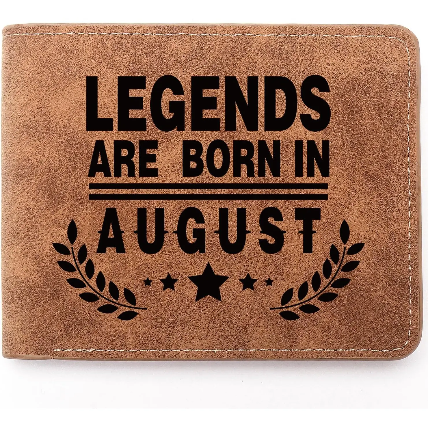 Funny Birthday Gifts,Leather Wallet for Men,Engraved Personalized Leather Wallet,August Men Birthday Gift,Birthday Gift Ideas for Dad Grandpa Husband Son Uncle Coworkers (AUGUST)
