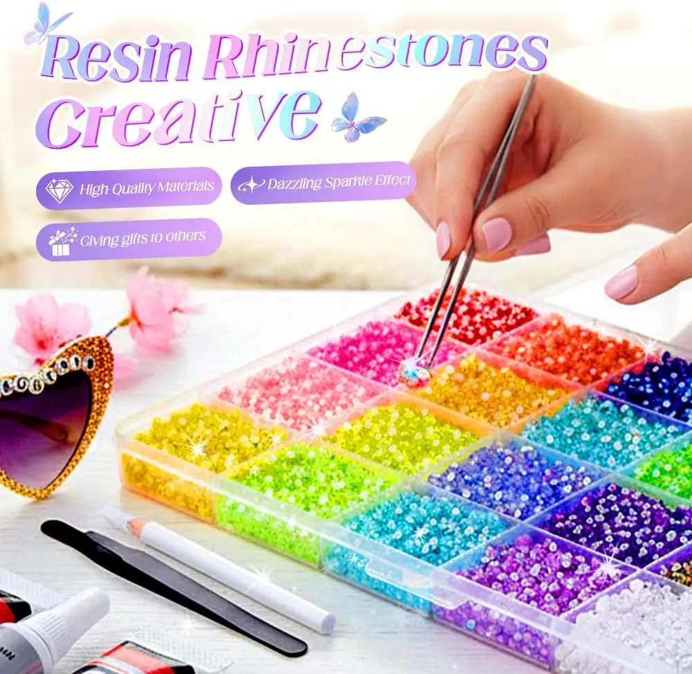 Nail Art Rhinestones Kit with 3D Multi-Shape Crystals and Gems, Manicure Decoration Tools with Picker Pen for DIY Nail Care