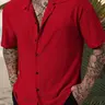 【Black Friday】Men's Casual Collared Textured Jacquard Loose Short-Sleeve Shirt, Tropical Style for Hawaiian Beach