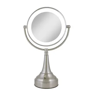 Zadro Lighted Makeup Mirror with Magnification, Battery/Cordless, 18 x 11 x 5.5 Inches, Modern Design, 3 lbs / 1360.8g, Modern Satin Decor magnify mirror