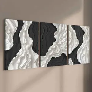 3-Piece Wood Frame Canvas Art Set, & Abstract Texture Posters, Modern Home Decor, Waterproof Wall Art for Living Room