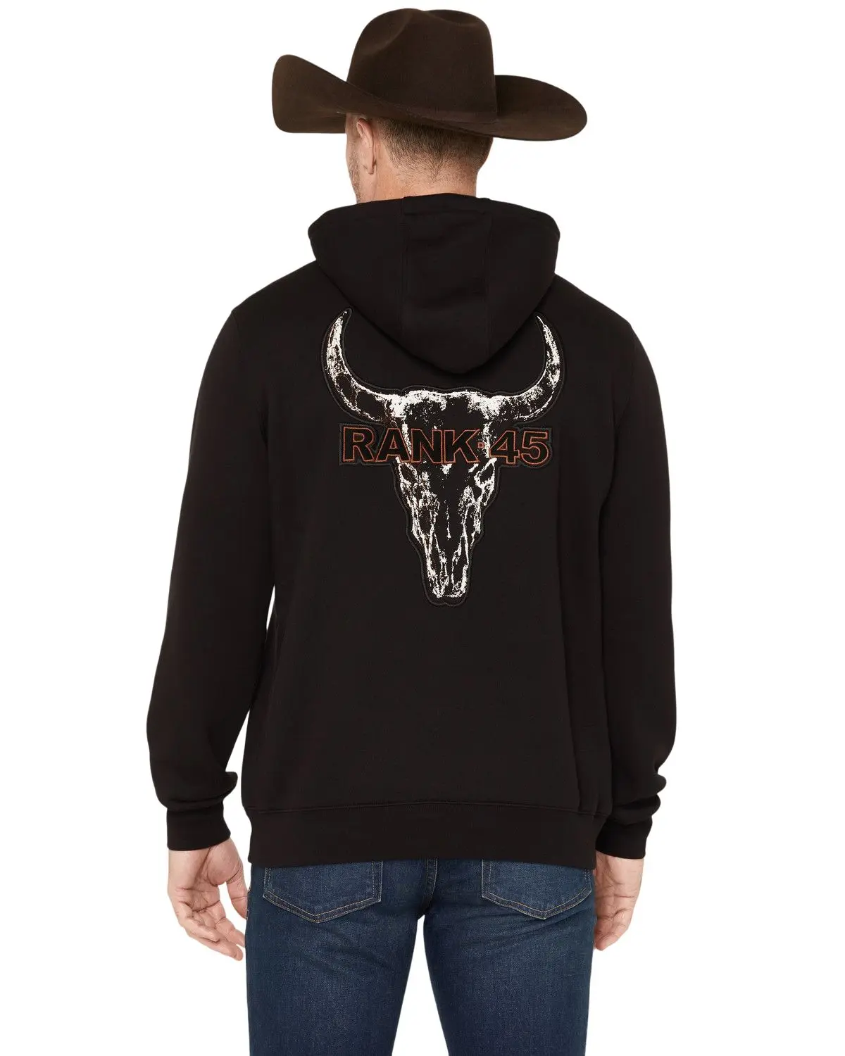 Rank 45 Men's 45&Reg; Men'S Desert Steer Embroidered Hooded Sweatshirt - Rmfa26sw1-Blk