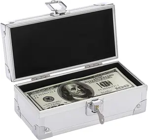Hipiwe Lockable Cash Box Aluminium Alloy Money Box for Cash Money Storage Box Cash Box with Lock Single Row Currency Tray Cash Organizer Piggy Bank