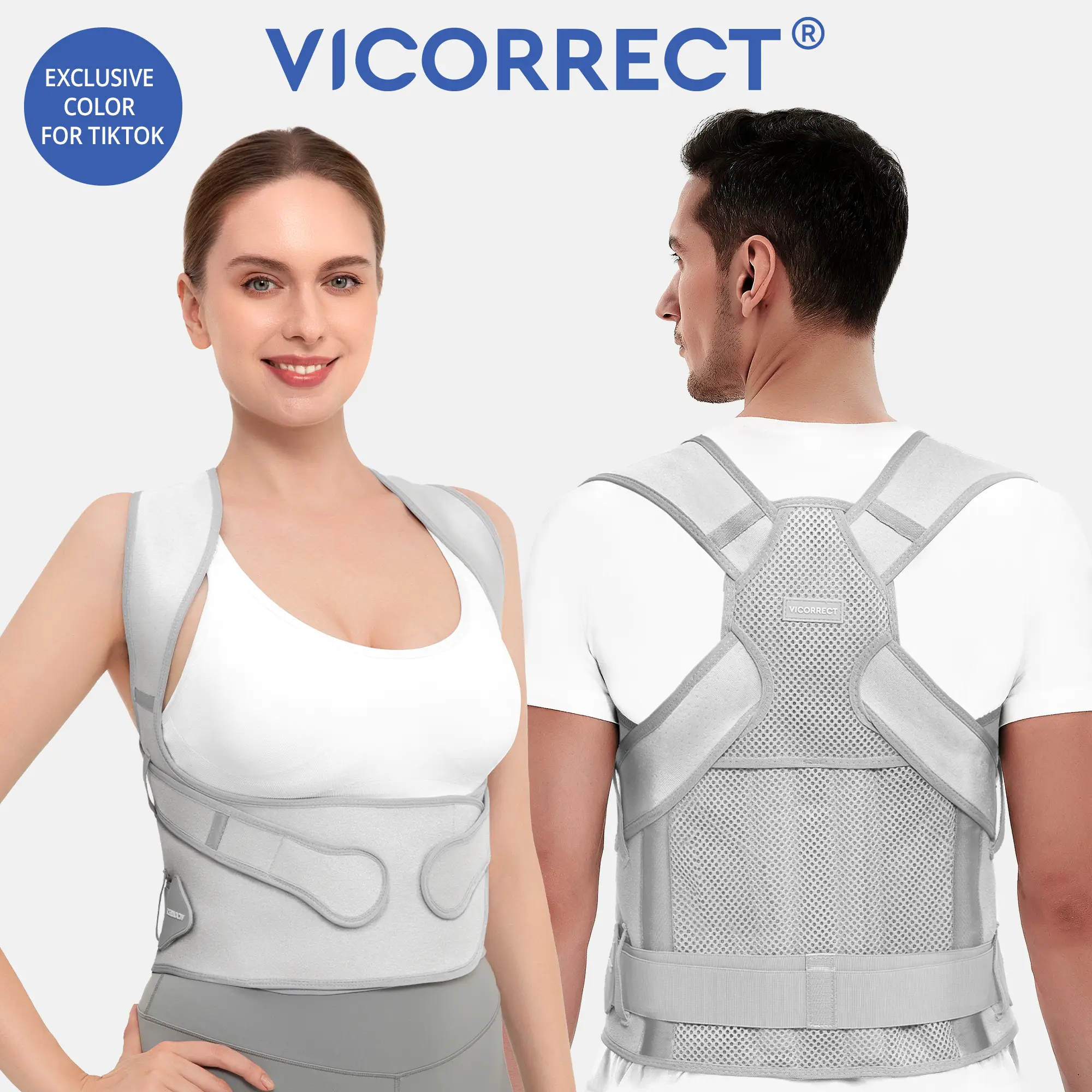 VICORRECT Unisex Adjustable Posture Corrector (Pro Series) with Adjustable Shoulder Strap, Back Brace, Waist Trainer, Fitness Shoulder Straps Anti Hun