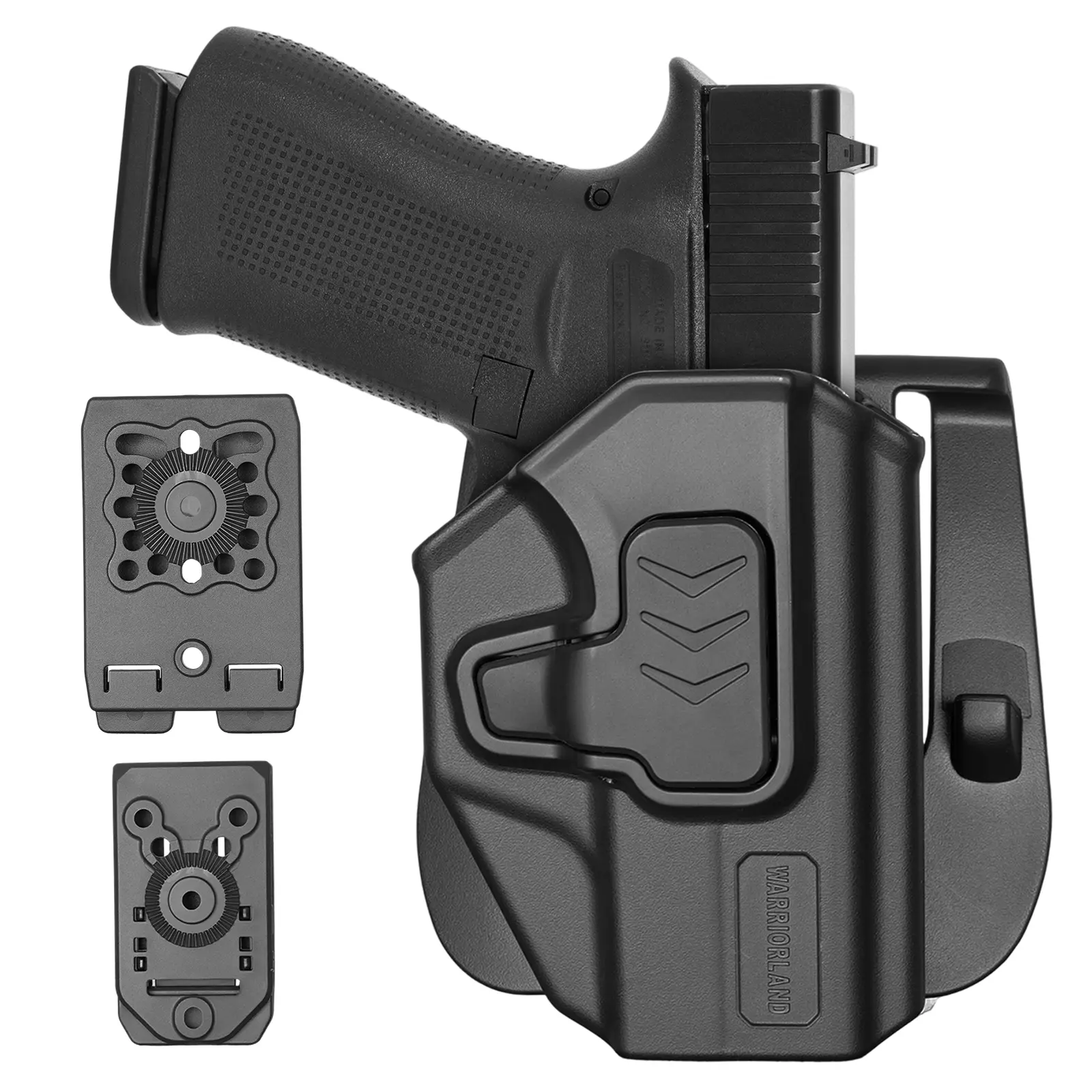 WARRIORLAND Right Hand OWB Holster for Glock 43 & 43X (Non-Rail), Impact Resistant Polymer Material with Level II Retention & 360° Adjustable Cant, Right Hand Holster