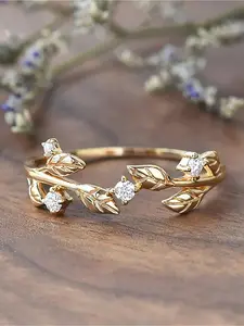 1 PC Branch Leaf Zircon Rings for Women Fashion Jewelry, Trendy Jewellery Accessories, for Festival, Party, Daily Wear Decor, Wedding, Engagement, All-match Anniversary, Birthday, Valentine's Day Gift for Girlfriend