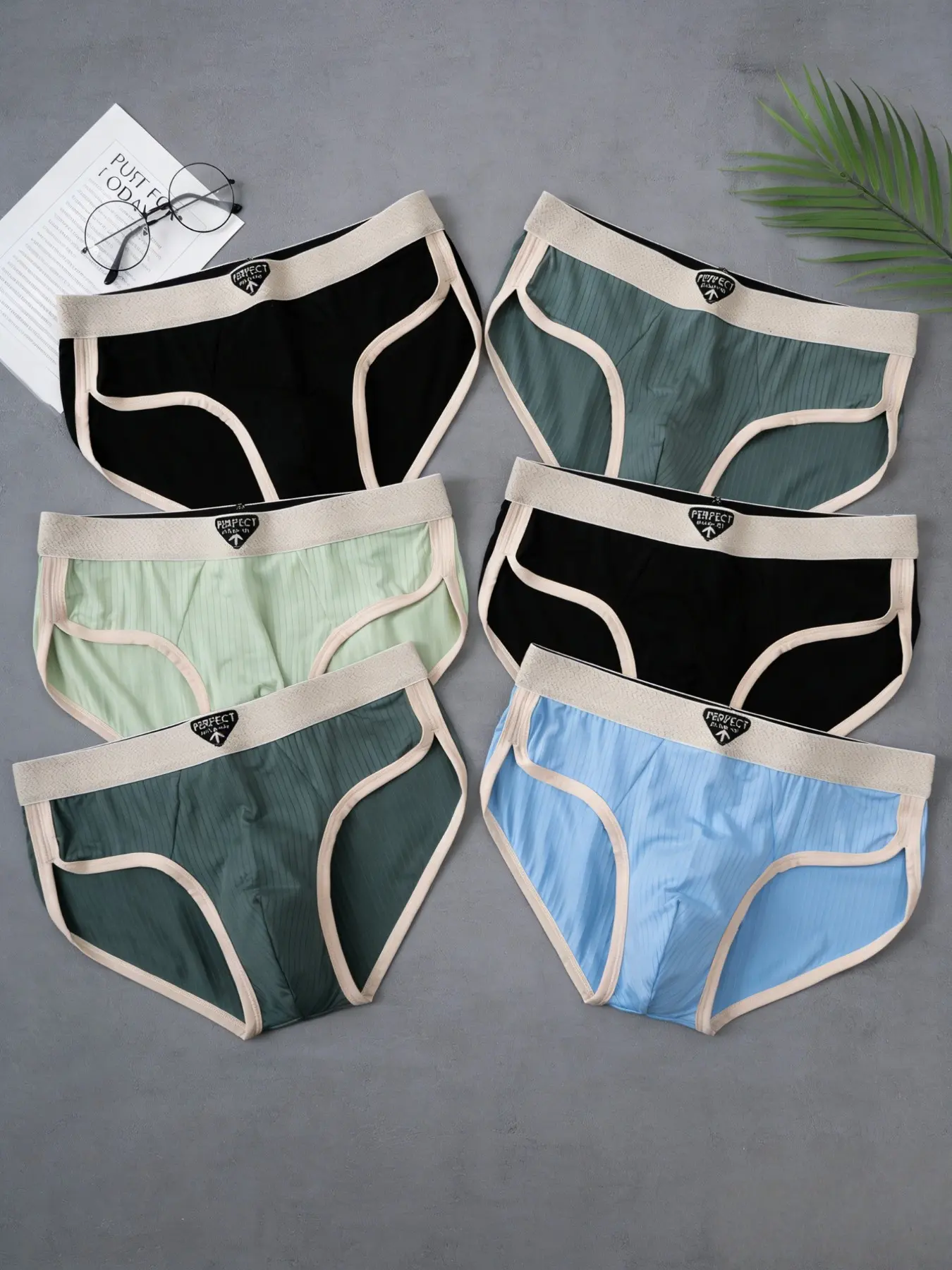6-Pack Plus Size Tall Men's Triangle Briefs, Seamless Comfort, Breathable Comfy Underwear, Polyester Cotton Blend, High Elastic Waistband, Fashion Casual Home Beach Style, Casual Underwear Brief