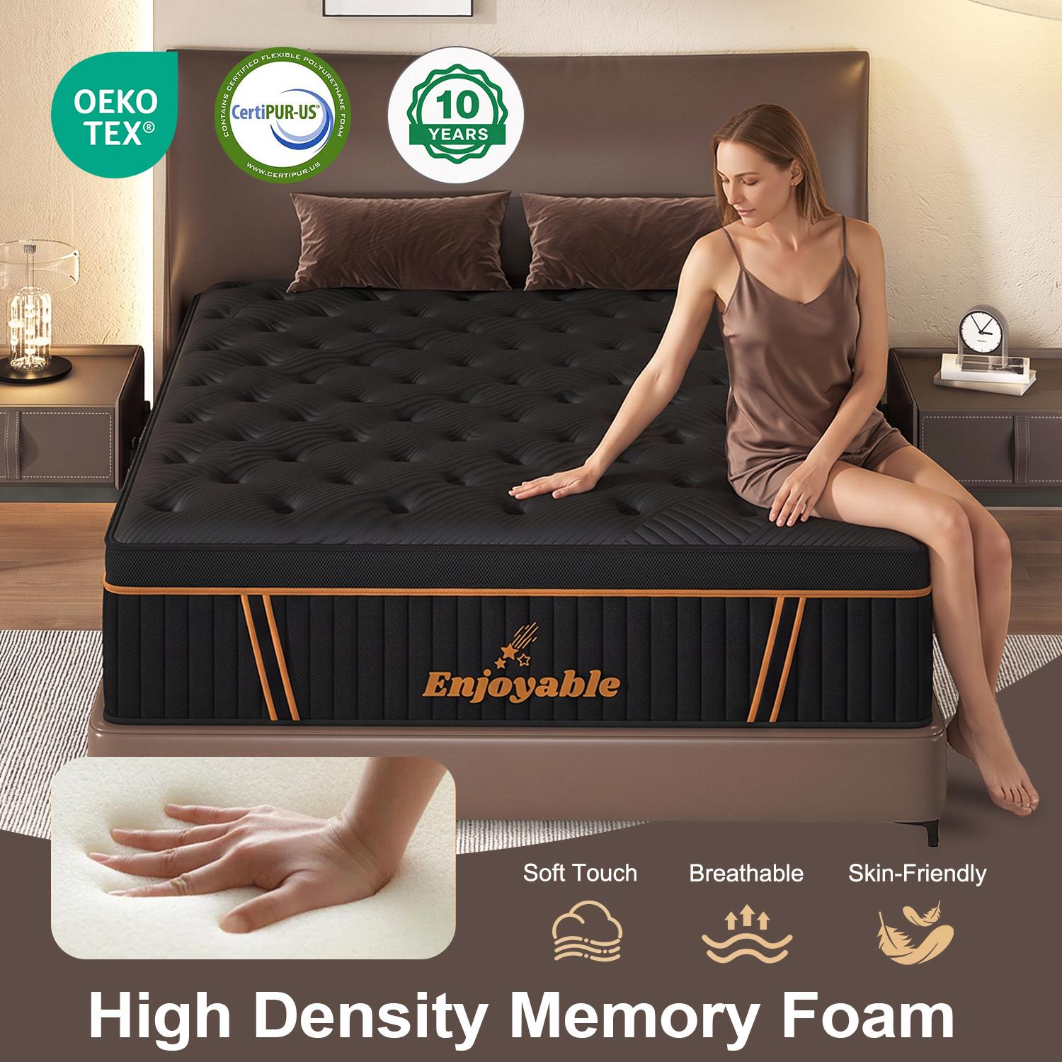 14" Twin Full Queen King Mattress,  Hybrid Mattress with Gel Memory Foam and Individually Pocket Innerspring Euro Top Mattresses Medium Firm for Motion Isolation, Edge Support, 100 Night Trial