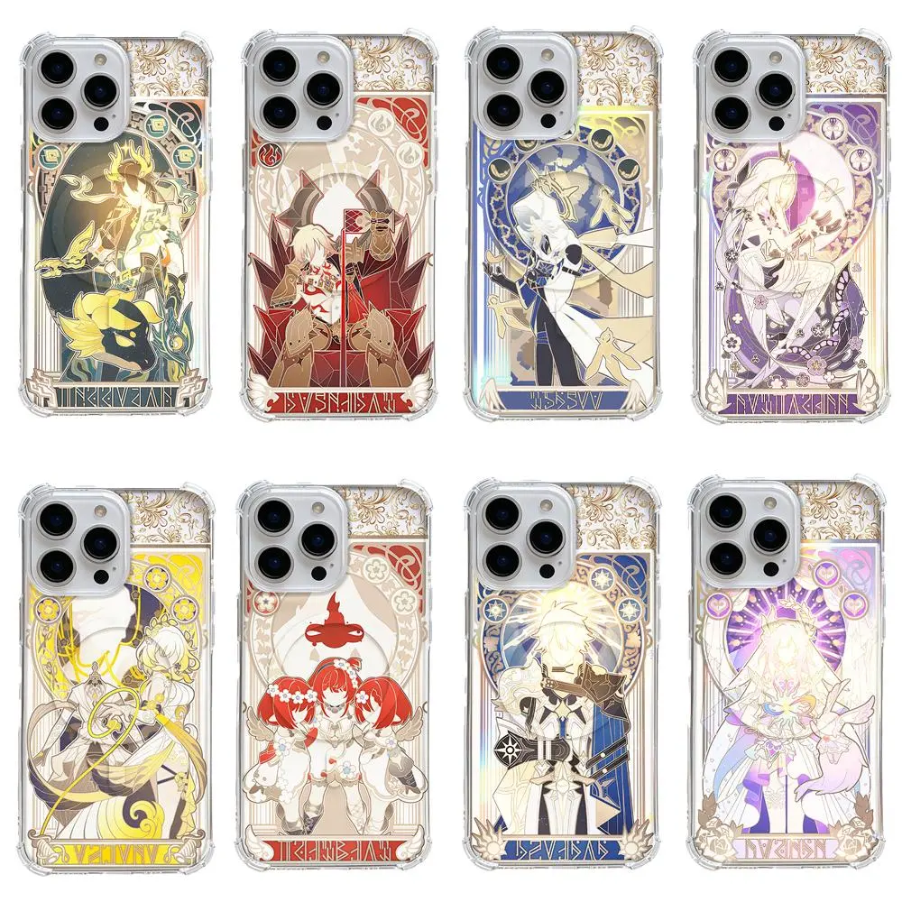 Honkai Star Rail Tarot Card Magnetic Phone Cases for iPhone 17 Air 16 Pro Max 15 14 Plus 13 12 11 Clear Anime Protective Cover Smartphone Protection Cellphone Casing