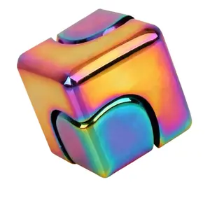 4-in-1 Metallic Fidget Cube Spinner Toy for Stress & Anxiety Relief – Transformable Infinity Gear Finger Top, Focus Desk Toy for Adults & Kids, ADHD Sensory Hand Spinner for Office & Classroom Use