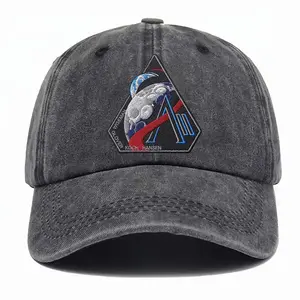 Embroidered Artemis II Vintage Washed Baseball Cap Hat, N.A.S.A Inspired Distressed Dad Hat, Retro Space Mission Cap Unisex Gift
