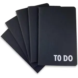 3.5 x 5.5 Inch Pocket to Do Checklist Notebook, 64 Pages Per Notebook, 5-Pack (Black)