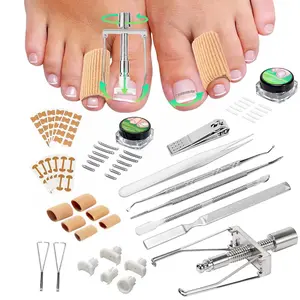 Ingrown Toenail Tool Set, Corrector Pedicure Tools, 152 Pieces Curved Nail Tools, Ingrown Toenail Correction Patch, Toenail File, Lifter, for Ingrown Toenails