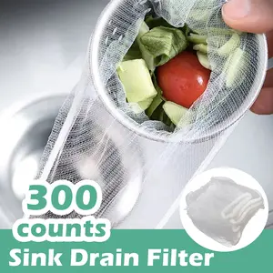 300 Counts Kitchen Sink Strainer Mesh Bags, Fine Mesh Waste Collectors for Sink Drain - Easy Replacement No Cleaning Needed