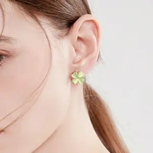 Spinning Fidget Earrings,Green 4 Leaf Clover Earrings for Women, Lucky Earrings Jewelry