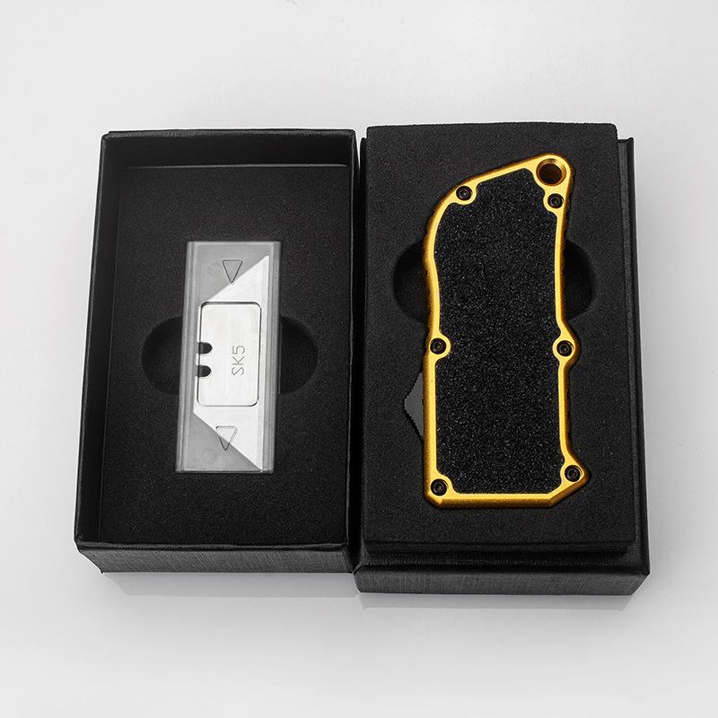 Box Cutter Pocket Knife, Utility Knife Retractable,EDC Auto Box Cutters Heavy Duty Cardboard Cutter, Razor Blade Boxcutters Box Cutter Folding Knife, With 5pcs Spare Blades