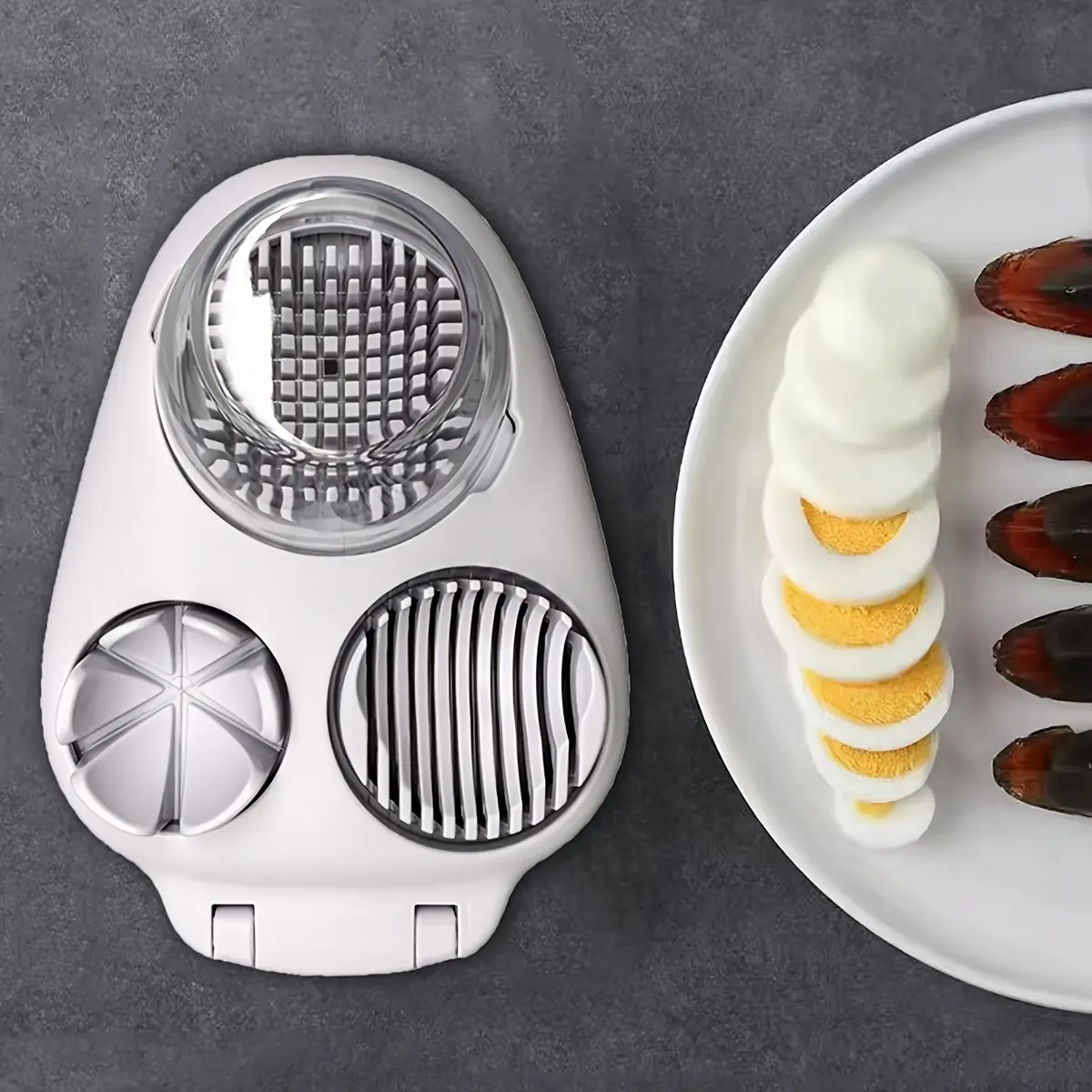 Manual Egg Slicer, Crusher & Chopper, Multifunctional Kitchen Tool with Round Blade, Easy Clean, Ergonomic Handle, Ideal for Bulk Cooking, Kitchen Gadgets
