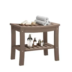 GARVEE HDPE Waterproof Shower Bench with Storage Shelf, 20.6-Inch Non-Slip Bath Seat Chair with 400 lb Weight Capacity, Heavy-Duty Spa Stool for Elderly, Bathtub Safety, Leg Shaving & Indoor Bathroom Use