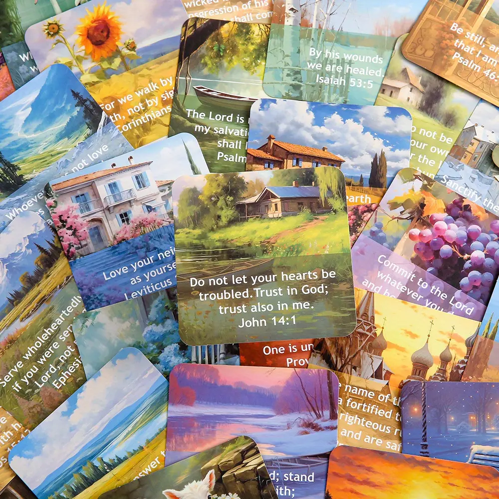 50 Sheets Inspirational Spiritual Bible Verse Cards, Positive Message Card, Assorted Christian Prayer Encouragement Messages Scripture Cards With Quotes Christian Gifts For Friends Daily Affirmation And Motivational Reflection Cards