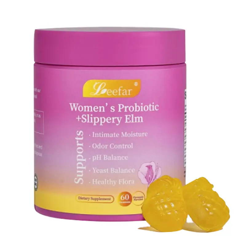1-3 Pack LEEFAR Her Juicy Feminine Probiotics Gummies- All in One Solution with Slippery Elm and Prebiotics&Lactobacillus Probiotic Blend for Women’s pH Balance and Dryness - Hawaiian Pineapple Gummies 60 Count probiotics women