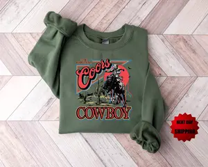 Coors Western Cowboy Sweatshirt Vintage 90s Graphic Western Hoodie Rodeo Oversize Cowboy Hoodie Hoodie