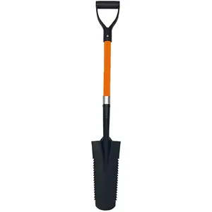 Ashman 27 in. L Fiberglass Handle Short Handle Drain Shape Teeth Shovel, D-Grip with Heavy-Duty Metal Blade Shovel (1-Pack)