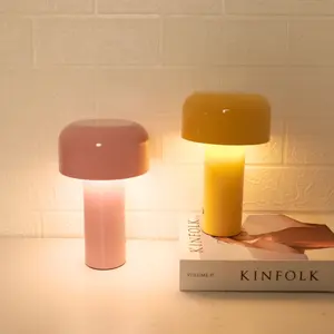 Burgundy Mushroom Shaped USB Rechargeable Lamp, Touch Control Adjustable Light, Perfect for Bedroom Hotel Restaurant Decor Gift, Home Decor Lighting