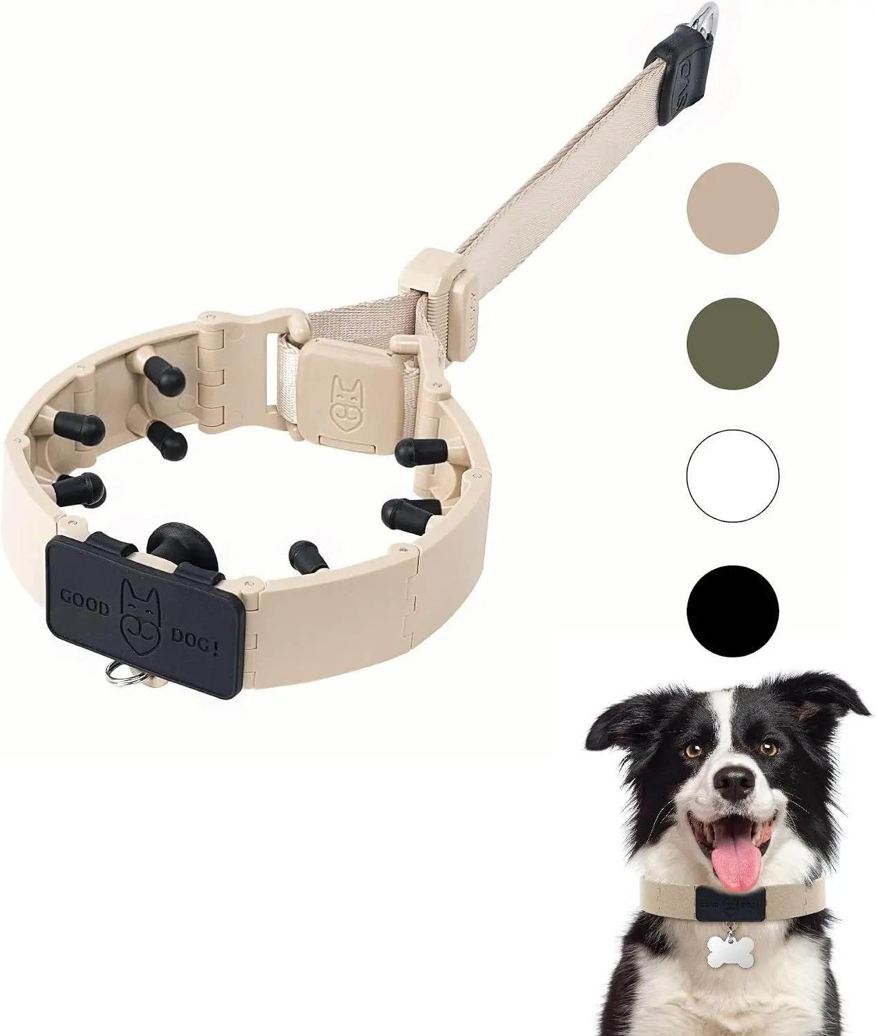 SVD.PET Dog Prong Collar for No-Pull Training, Quick-Release Buckle Adjustable Pinch Collar for Medium Dogs (Tan, Medium Size)