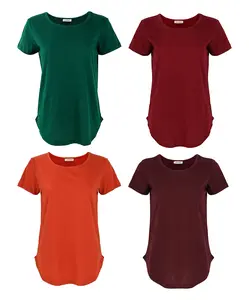 Urban Diction Slub Knit SEMI-SHEER Breathable Loose Scoop Neck Tee 4 Piece Pack, S to 3X Casual T-Shirts Comfort Lady Comfortable Minimalist Shortsleeve