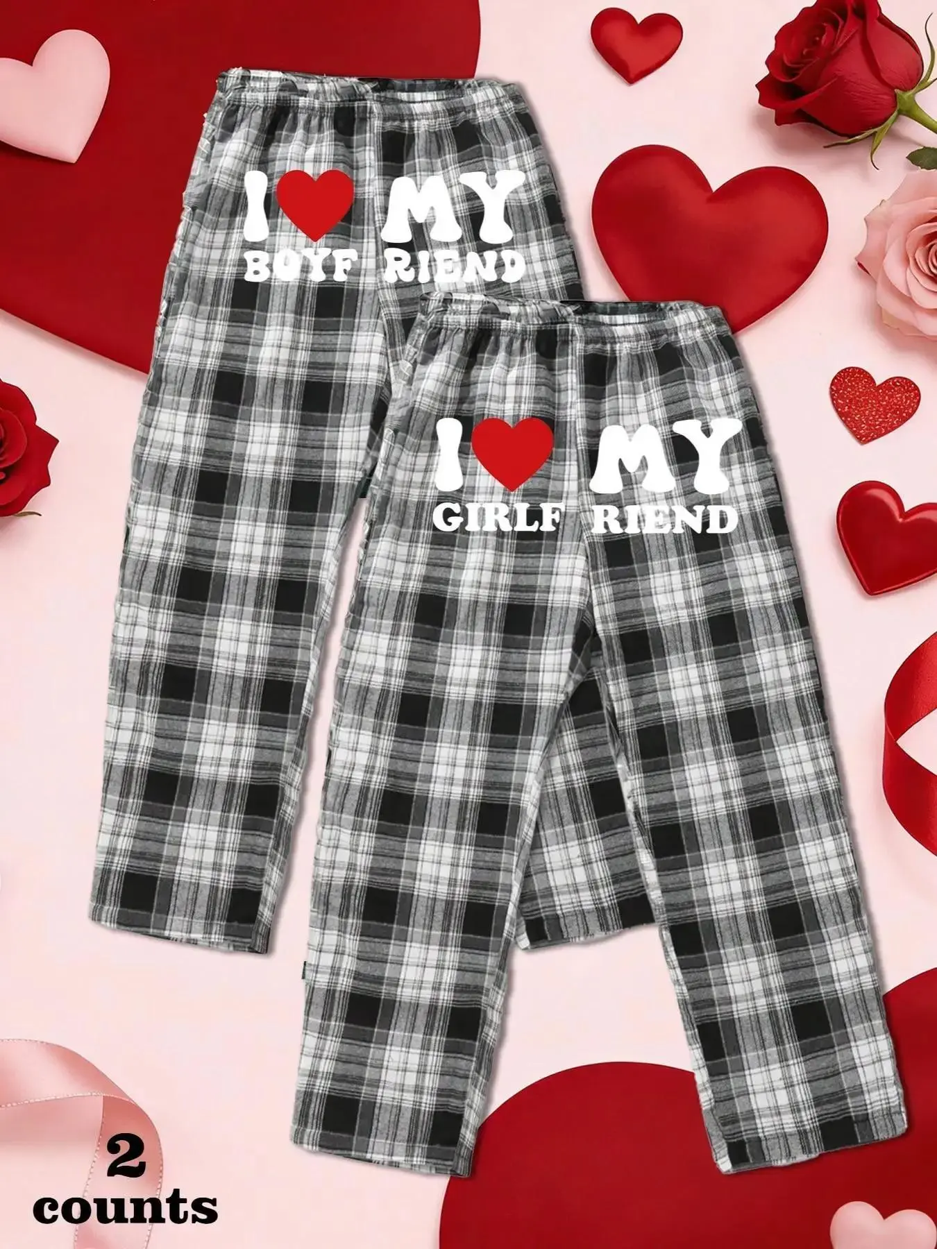 His & Hers Plaid Pajama Set, Matching Couple Sleepwear, Short Sleeve Top & Lounge Pants, Soft Comfortable Homewear