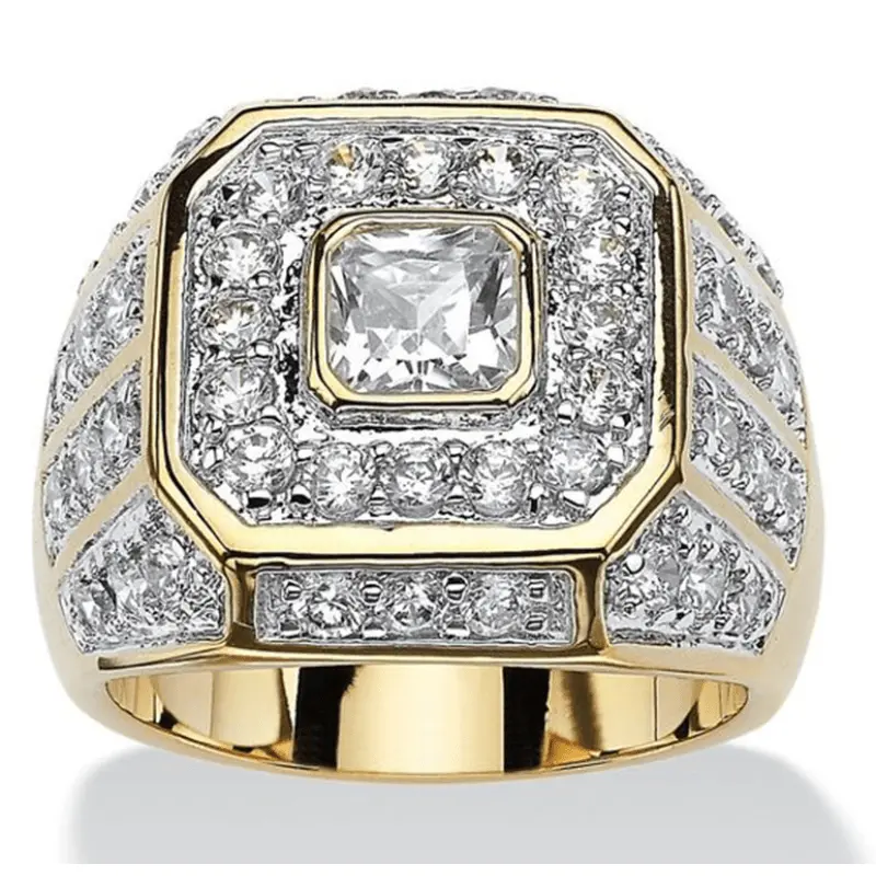 Men's  Out Synthetic Diamond Party Ring - Hip Hop Luxury Engagement Ring with Marquise Cut Centerpiece & Inlaid Sparkling Rhinestones for Gifting,  Out Rings, Synthetic Diamond Rings