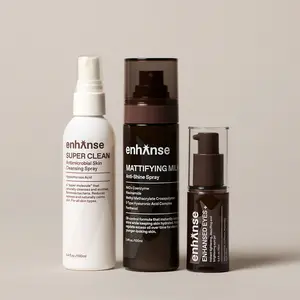 Enhanse Skin Performance Routine, Super Clean Face Mist, Under Eye Gel, & Mattifying Milk Anti Shine Matte Spray for Men & Women