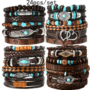 ✨   "Boho Western Bead Bonanza! 24-Pack DIY Turquoise Bracelet Kit with Feather Charms 🌵 💎 |   Unisex Vintage Jewelry for Men & Women – Handmade Cowboy Chic Daily Stack! # BohoCraft2025 # TikTokMadeMeBuyIt