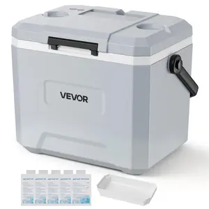 VEVOR Hard Cooler, 24QT Portable Cooler, Leak-Resistant Coolbox Keeps Contents Cool for 48 Hours, Insulated Chests with Ice Retention and Heavy-Duty Handle, Ultra-Light for Camping, Concerts, Sports