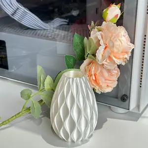 1pc 3D Printed Dried Flower Vase, Ripple Design, High Gloss Finish, Rich Colorful Appearance, Perfect for Home Decor