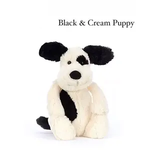 Jellycat Puppy Plush Dog, Cute Black & White Stuffed Animal, Soft Bashful Dog Toy with Gift Bag, Baby Birthday Gift, Kids Room Decor