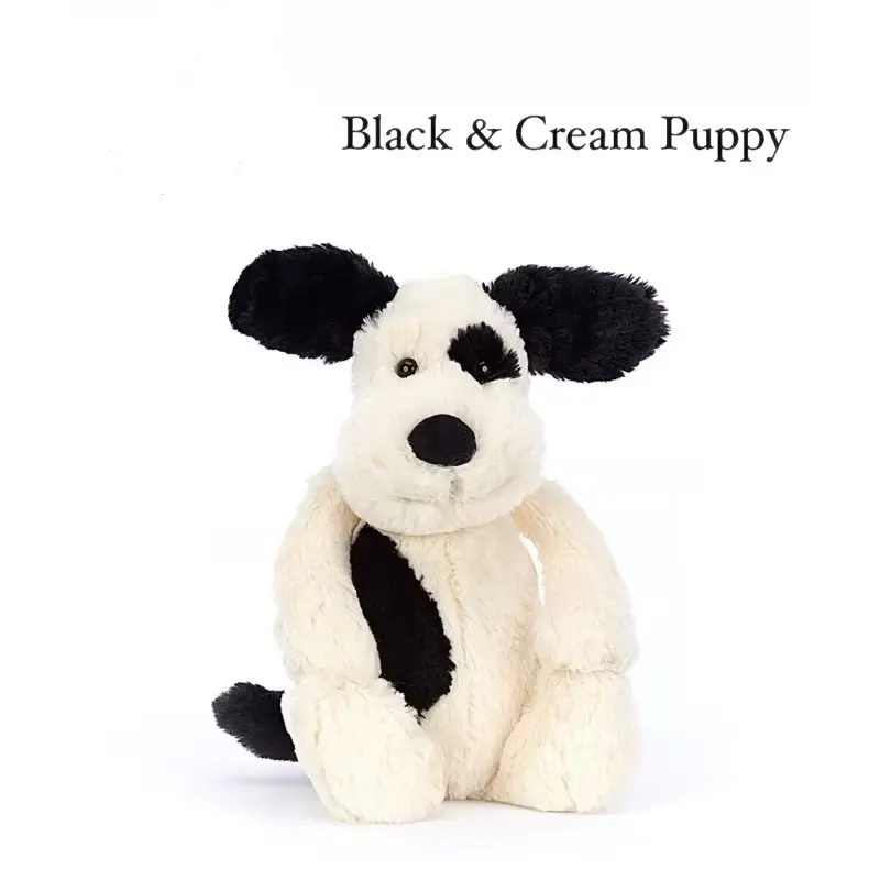 Jellycat Puppy Plush Dog, Cute Black & White Stuffed Animal, Soft Bashful Dog Toy with Gift Bag, Baby Birthday Gift, Kids Room Decor
