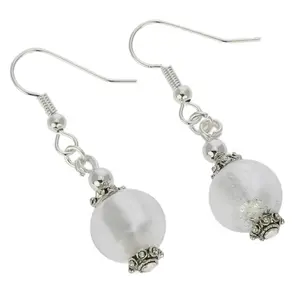 Glass Of Venice Murano Glass Antico Tesoro Balls Earrings - Silver White