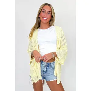 Featherlight Flowy Crochet Knit Cardigan