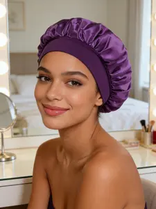 1PC Gentle Silk Sleep Cap, Comfortable Sleep Cap, Soft Satin Lined Silk Sleep Cap, Smooth Satin Daily Cap, Suitable For Hair Care, Anti-Frizz And Curly Hair Braid Styles