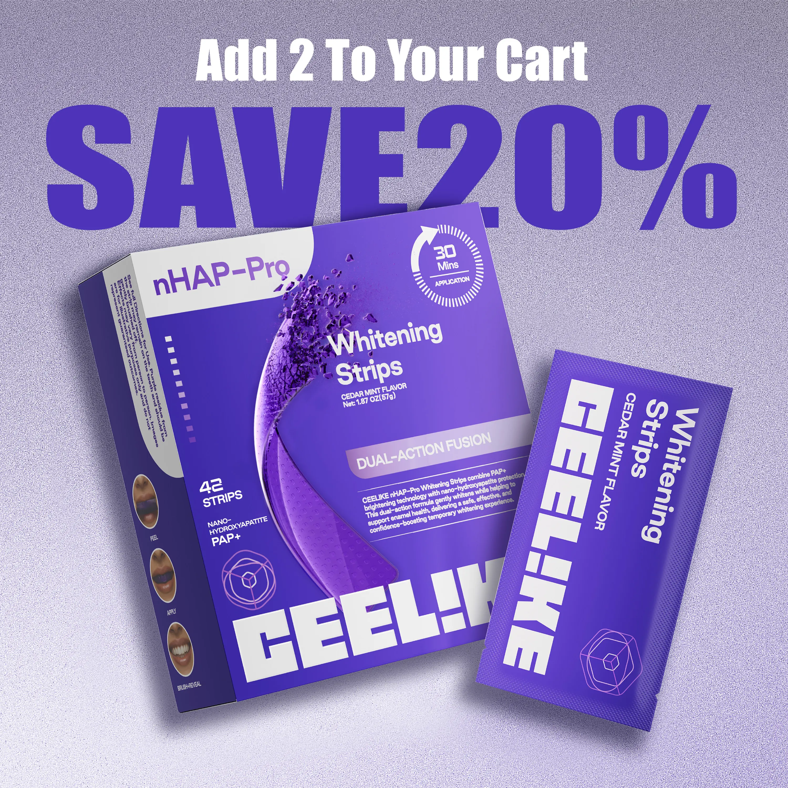 【CEELIKE】 Purple Teeth Whitening Strips With Free Cheek Retractor - 7/ ...