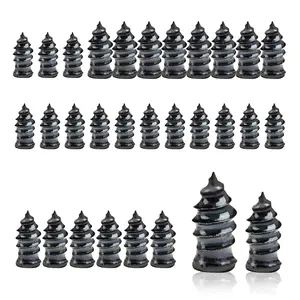 60 pieces car tire repair kit, tire repair rubber studs, vacuum tire repair spiral rubber studs, quick repair tool studs, suitable for most cars, trucks, SUVs (black)