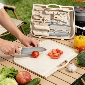 8pcs Professtional Stainless Steel Kitchen Knife Set with Chopping Board, peeler and Kitchen Scissors, sharp Kitchen Knife and Cutting Board Combined, Multifunctional Cooking Tool, Ideal for Kitchens, Restaurants and Outdoor