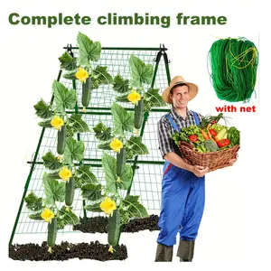 Complete Cucumber Climbing Lattice, Durable Plastic Frame, Ideal for Climbing Plants Vegetables Flowers, Garden Support, 11mm Diameter 40cm Pole + Accessories
