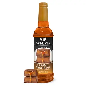 Syruvia Caramel Chocolate Coffee Syrup - 25.4 fl oz. Premium Coffee Flavoring Syrup. Kosher & Gluten-Free. Perfect for Drinks, Sodas, Shakes & Desserts