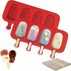 Popsicle Mold, 1 Count Creative Ice Cream Mold with 100pcs Popsicle Sticks, Ice Cube Box, Household Popsicle Mold, Kitchen Accessories, Utensils