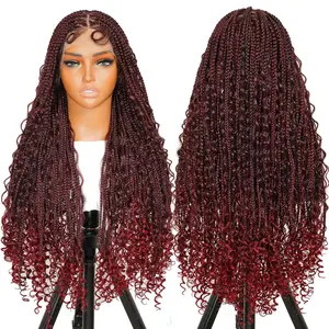 36" #T1B/Bug Triangle Knotless Full Lace Braided Wig For Women, Natural Hairline & Parting, Natural Look, Comfortable For Daily Wear & Special Occasions, Premium Synthetic Fiber, Get Beauty From YMSGIRL Hair